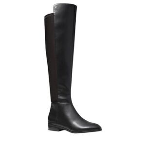 Michael Kors Bromley Black Nappa Leather Knee High Riding Boots Flat Size 6